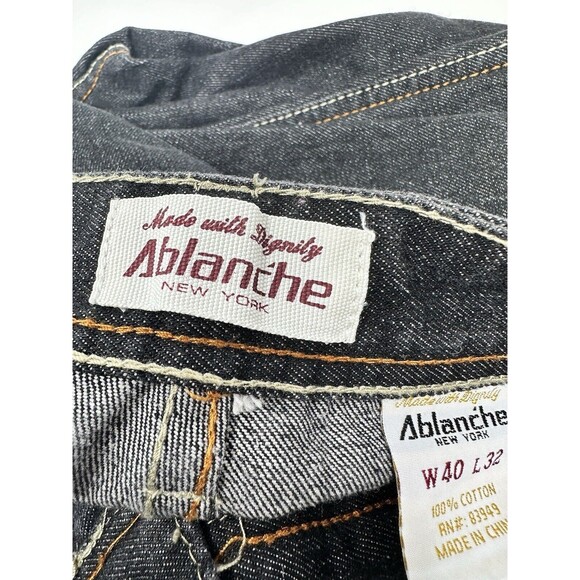 Ablanche‎ Embellish y2k Straight Cut Denim Jeans,Stone Wash Black baggy size 40 - Picture 5 of 11